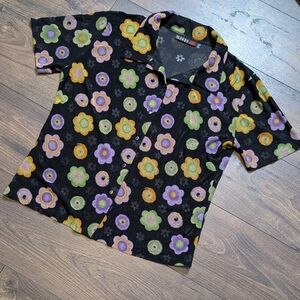 Suzy Retro‎ Hippie 70s Button-Up Sheer Women's Top Size Medium / 6